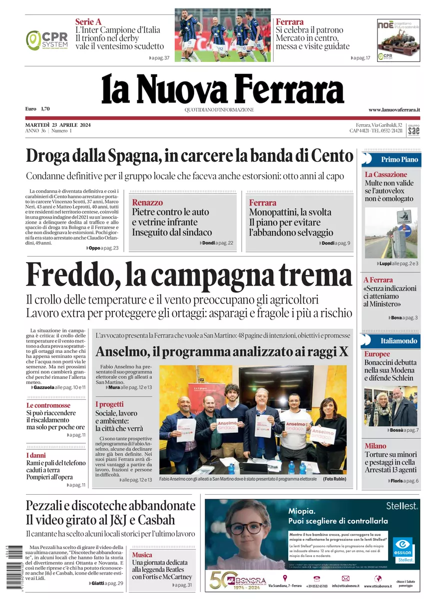 Prima-pagina-nuova ferrara-oggi-edizione-del-2024-04-23